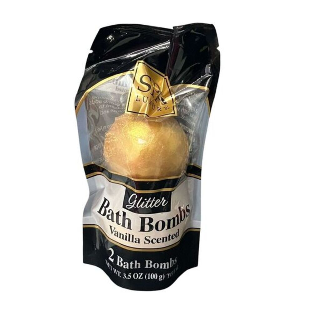 Spa Luxury Glitter Bath Bombs - Vanilla‎ Scented - 2 Count - New